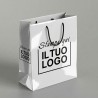 Premium Vertical Shopper in White Glossy Plasticized Paper with Custom Black Print