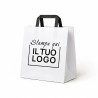 Shopper Carta Bianca Personalizzata con Maniglia Piatta Nera e Stampa Logo Nero