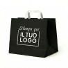 White Paper Shopper Black Print with White Flat Handle and White Logo