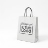 Shopper Bianca Maniglia Cordino Nera e Logo Nero | ChartaRè