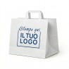White Paper Shopper with Flat Handle and Custom Printing in 1 Blue Color 3000 Pieces