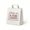 Shopper Carta Bianca con Maniglia Piatta e Stampa Personalizzata a 1 Colore Bordeaux