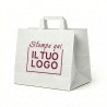 White Paper Shopper with Flat Handle and Personalized Printing in 1 Color Bordeaux Pieces 3000