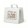 Shopper Carta Bianca con Maniglia Piatta e Stampa Personalizzata a 1 Colore Marrone Pezzi 3000