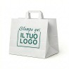 Shopper Carta Bianca con Maniglia Piatta e Stampa Personalizzata a 1 Colore Verde Pezzi 3000