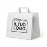 White Paper Shopper with Flat Handle and Custom Printing in 1 Black Color 3000 Pieces