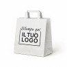 Shopper Carta Bianca con Maniglia Piatta e Stampa Personalizzata a 1 Colore Verde