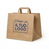 Shopper Carta Avana Riciclato con Maniglia Piatta e Stampa Personalizzata a 1 Colore Blu Pezzi 3000