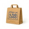 Shopper Carta Avana Riciclato con Maniglia Piatta e Stampa Personalizzata a 1 Colore Blu