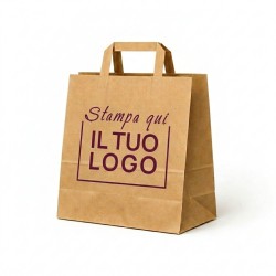 Shopper Carta Avana Riciclato con Maniglia Piatta e Stampa Personalizzata a 1 Colore Bordeaux