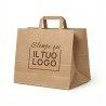 Shopper Carta Avana Riciclato con Maniglia Piatta e Stampa Personalizzata a 1 Colore Marrone Pezzi 3000
