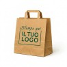 Shopper Carta Avana Riciclato con Maniglia Piatta e Stampa Personalizzata a 1 Colore Verde