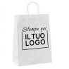 White Paper Shopper with Cord Handle and Custom Print in 1 Black Color