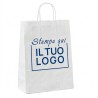 White Paper Shopper with Lanyard Handle and Custom 1 Blue Color Print
