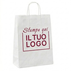 Shopper Carta Bianca con Maniglia Cordino e Stampa Personalizzata a 1 Colore Bordeaux