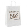 White Paper Shopper with Cord Handle and Custom Print in 1 Brown Color