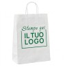 White Paper Shopper with Cord Handle and Custom 1 Green Color Print