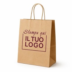 Recycled Havana Paper Shopper with Cord Handle and Custom Print in 1 Bordeaux Color