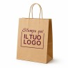 Recycled Havana Paper Shopper with Cord Handle and Custom Print in 1 Bordeaux Color