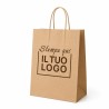 Recycled Havana Paper Shopper with Cord Handle and Custom 1 Brown Print