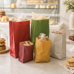 100 Gift Bags in Havana and Colored Paper with Side Gusset