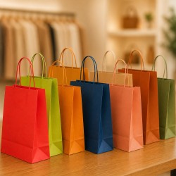 Colored Paper Shopper with Lanyard Handle - 25 pieces