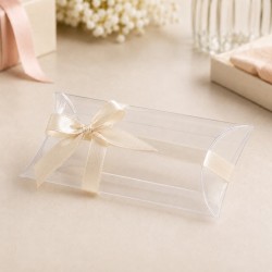 transparent box for sugared almonds tube with bow