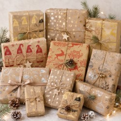 Foglio di Carta Regalo Kraft Metal Fantasie Assortite cm.70x100