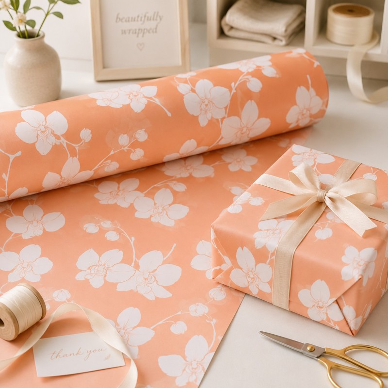 Bobina di Carta per Confezioni fantasia Orchidea colore Salmone