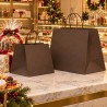 Shopper in Carta con Maniglia Cordino e Fondo Largo Marrone 25 Pezzi