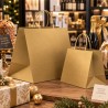 Shopper in Carta con Maniglia Cordino e Fondo Largo Rosso, Marrone, Oro 25 Pezzi