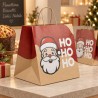 HO HO HO Christmas Shopper in Havana Paper with Cord Handle and Wide Bottom 25 Pieces