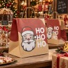 HO HO HO Christmas Shopper in Havana Paper with Cord Handle and Wide Bottom 25 Pieces
