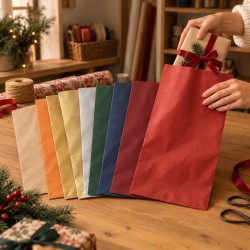 100 Sacchetti Regalo in Carta Avana e Colorata con Soffietto Laterale