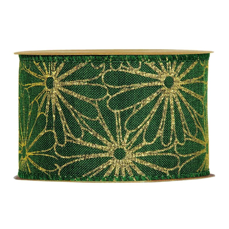 Nastro Gold Flowers mm 63x10 mt Verde