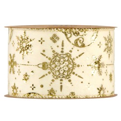 Velvet Ribbon Gold Spheres mm 63x10 mt Cream