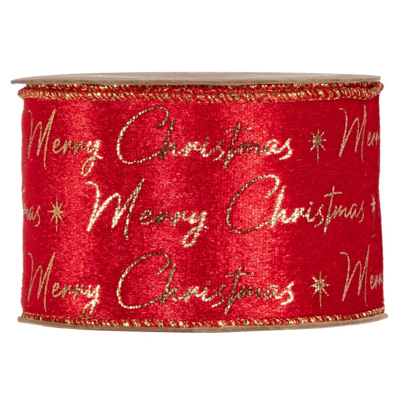 Merry Christmas Ribbon Red Velvet mm 63x10 mt