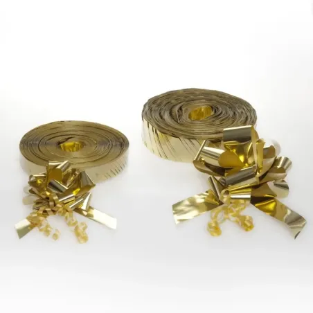 Fiocchi a Tirare di Nastro in Polipropilene Metallizzato Confezione 50 Pezzi Oro