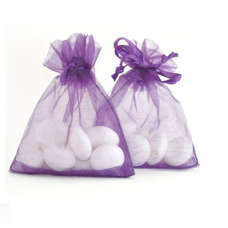 Sac en organza avec ruban Pack 10 pièces ivoire