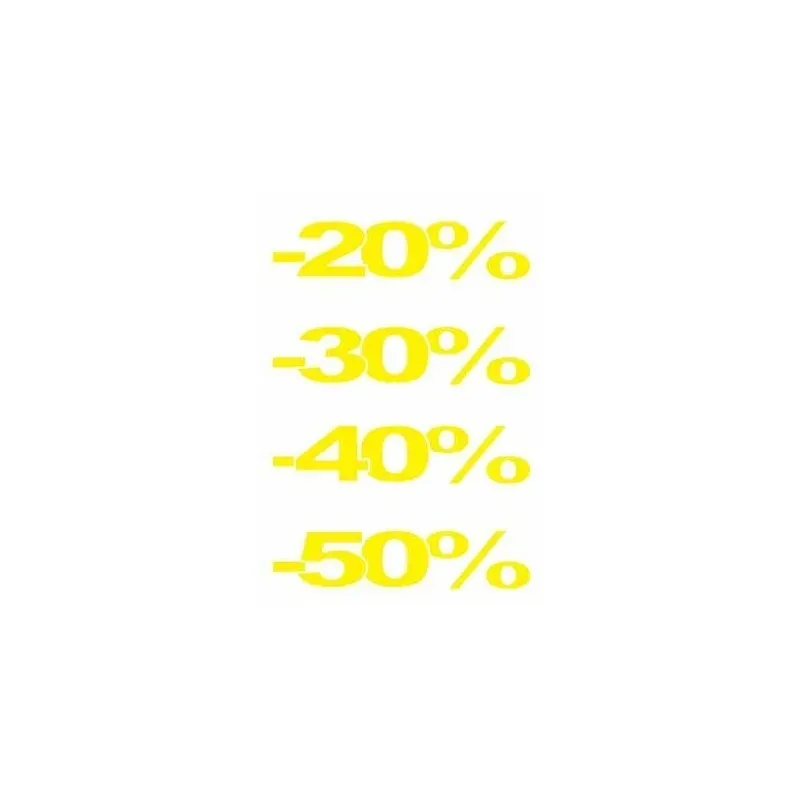 4 Vetrofanie Senza Colla Percentuali Rosse Cm. 30x9