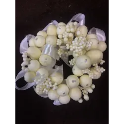 Couronne de baies ivoire avec ruban