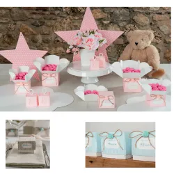 10 Caixas de Doces de Papelão Listrado Fleur, ideais para criar lembrancinhas de casamento