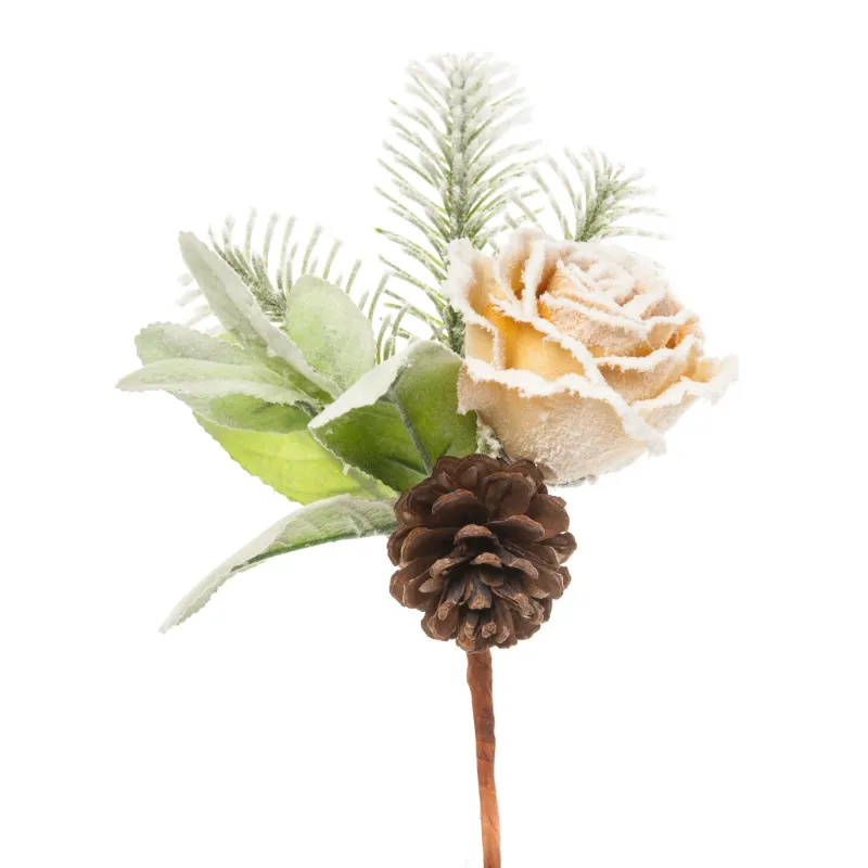 Pick Pink and Snowy Pine Cone cm 25 pcs.3 Beige