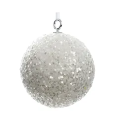 14 cm White Sequin Sphere