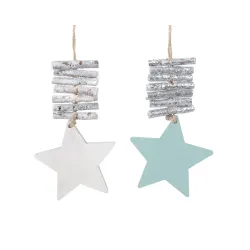 Estrellas Luz Azul con Vientos de Madera pcs.2