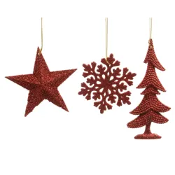 Glitter decorations 6 pcs Red