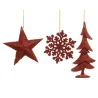 Glitter decoraties 6 stuks Rood