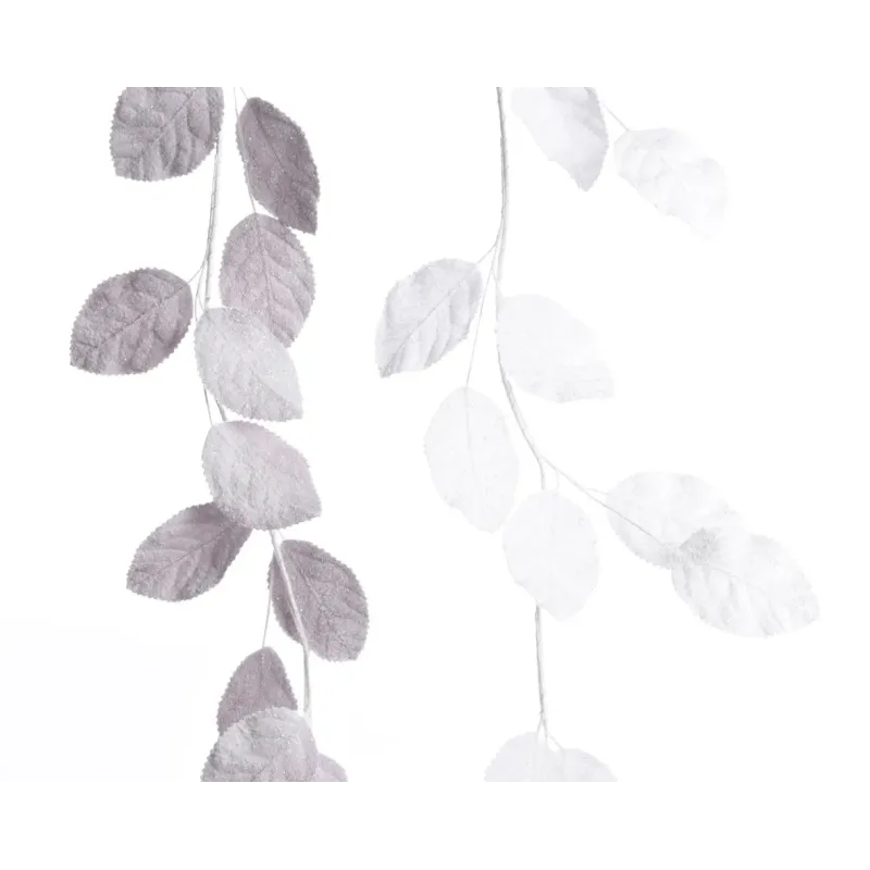 Guirlande de feuilles blanches ou grises cm 120