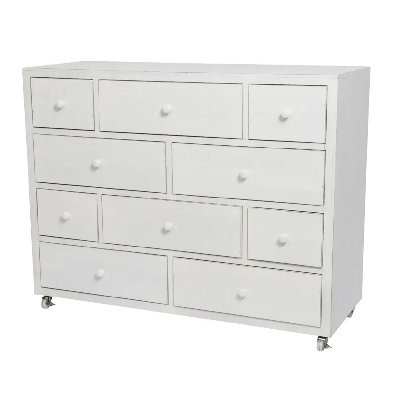 Chest of drawers with wheels and 10 drawers
