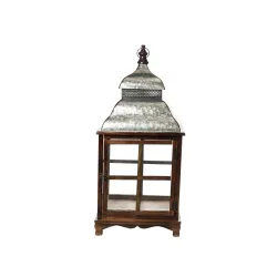 Houten en metalen lantaarn cm 38 x 38 x 85 cm